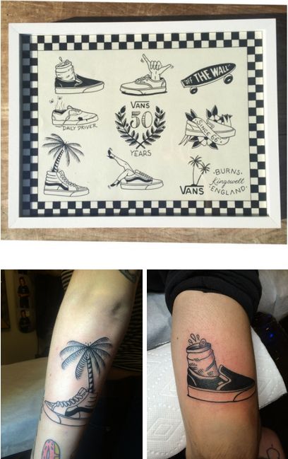 Vans Shoe Tattoo, Vans Tattoo Ideas, Vans Tattoo, Shoe Tattoo, Tato Flash, Ma Tattoo, Shoe Tattoos, Tattoo Flash Sheet, Doodle Tattoo