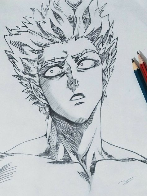 Garou Drawing Pencil, Garou Sketch, One Punch Man Sketch, Garou Drawing, Saitama Sketch, One Punch Man Drawing, Saitama Drawing, Punch Manga, Saitama One Punch Man