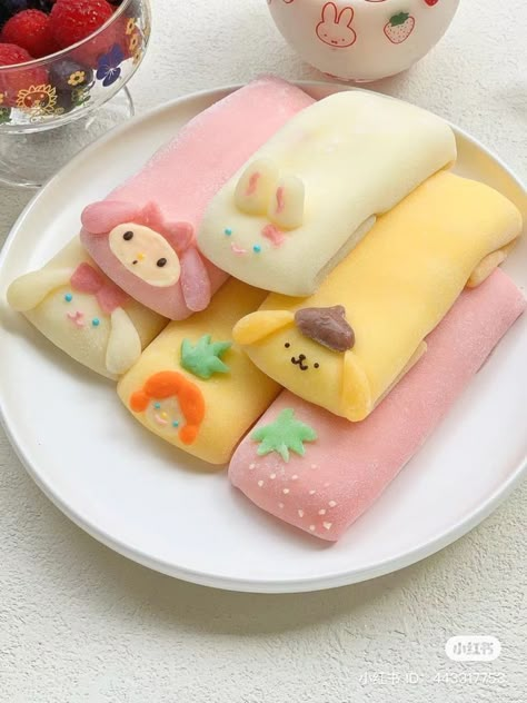 Food Korean Cute, Kawaii Healthy Food, How To Make Cute Food, Japanese Dessert Aesthetic, Cute Healthy Food, Cute Japanese Food, Cute Asian Food, Kawaii Snacks, Sanrio Food