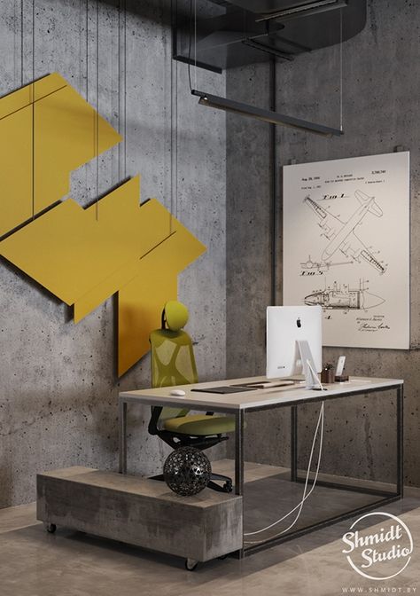 Industrial Interior Design Office, Minimal Office Design, Office Interior Design Creative, Architect Office Design, Creative Office Furniture, Modern Office Design Inspiration, Bauhaus Interior Design, Architect Office Interior, Office Cabin Design