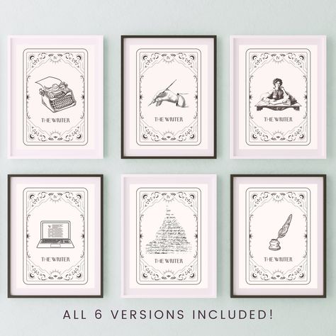 https://etsy.me/3BjywAO 📚🖋️📖✒️📜 Introducing our series of tarot-inspired prints, featuring 'The Writer' in place of traditional tarot figures. Perfect for writers and tarot enthusiasts, 'The Writer Tarot Card' print adds a whimsical and inspiring touch to your desk or writing corner. With six different versions—featuring a typewriter, a quill, a pen in hand, a laptop, a lady author, and a design with words written in an old-fashioned style—this print makes a great gift for writers! #writer ... Typewriter Art, Writing Corner, Author Gifts, The Writer, Tarot Card, Typewriter, Reading Writing, Tarot Cards, Print Making