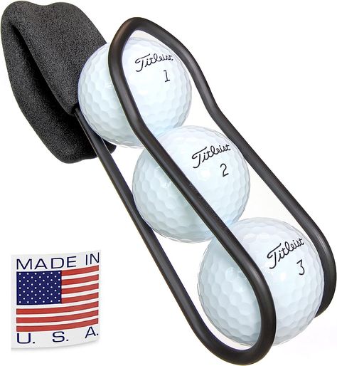 -Made in USA -Pro style holder for golf balls featuring our Quick-Draw Release for fast & easy ball selection -Grab-n-Go design lets you select golf balls from either side -Features a track frame with a 3 golf ball storage magazine -Protective anodized aluminum finish -Rubber coated bag clip, fits carry and stand bags *paid link Golfer Gifts Men, Golf Ball Storage, Golfer Gifts, Modest Mom, Golf Ball Holder, Golf Bag Accessories, Cup Dispenser, Funny Golf Gifts, Golf Wedges