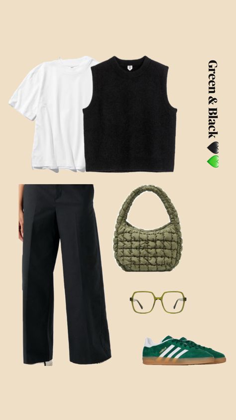 Uniqlo pants, Uniqlo Airism T-shirt, Arket Knit, Gazelle Indoor Adidas, Cos Bag, Jimmy Fairly Glasses Cos Bag, Uniqlo Airism, Jimmy Fairly, Cos Bags, Uniqlo Pants, Uniqlo, Fall Outfits, Adidas, Knitting