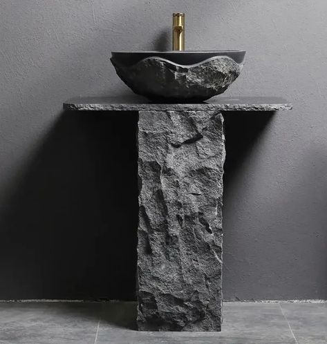 Black Granite Pedestal Sink, Bathroom Stone Sink, Washing Basin, Complimentary Matching Taps and Downcomers - AliExpress 13 Stone Wash Basin, Bathroom Stone, Pedestal Sink Bathroom, Washing Basin, Bathroom Plans, Basalt Stone, Pedestal Sink, Stone Sink, Black Granite