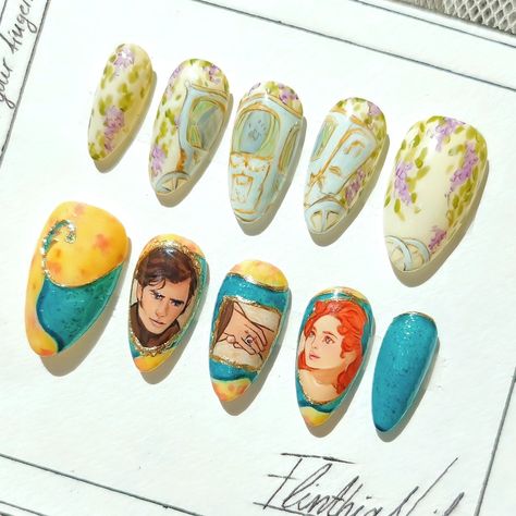 ✨️ Are we not friends ?🧐 🙀 . #bridgerton#bridgertonnails#bridgertonseason3 #periodnails#polin#colinbridgerton#penelopefeatherington#friendstolovers #nailartportraits #bookish #nails #nailinspo Bridgerton Nail Art, Booktok Nails, Bookish Nails, Bridgerton Nails, Not Friends, Nail Studio, Nails Inspo, May 20, Nail Inspo