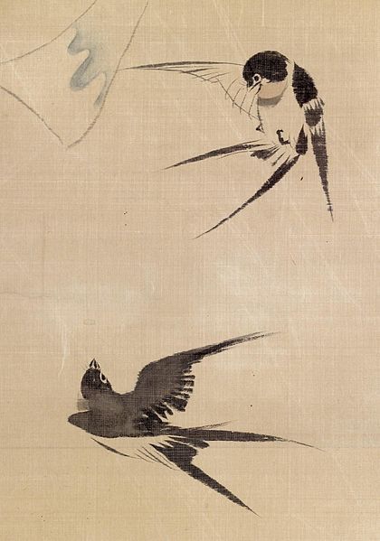 Japanese Bird, Wind Bell, Walter Crane, Ink Wash Painting, Ohara Koson, Chinese Brush Painting, Bird Artwork, Eastern Art, Sparrows