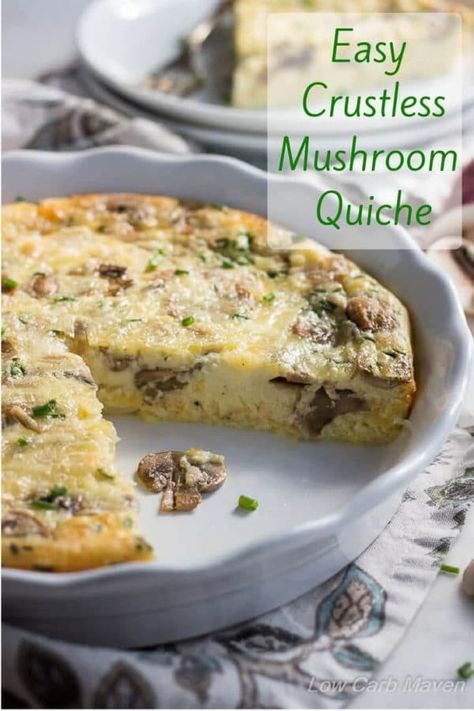 Quiche Easy, Crustless Quiche Recipe, Low Carb Quiche, Keto Quiche, Mushroom Quiche, Low Carb Maven, Breakfast Quiche, Quiche Recipe, Smoked Gouda