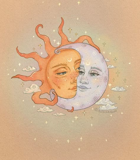 Sun Drawing, The Sun And Moon, Sun And Moon Drawings, Moon Drawing, Moon Illustration, Moon Painting, Celestial Art, Hippie Wallpaper, Moon Art