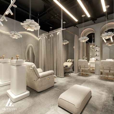 𝐋𝐔𝐗𝐔𝐑𝐘 𝐁𝐄𝐀𝐔𝐓𝐘 𝐒𝐀𝐋𝐎𝐍 :: Behance Hair Wash Salon, Luxury Beauty Salon Design, Luxury Salon Interior Design, Aesthetic Nail Colors, Beauty Salon Aesthetic, Beauty Salon Interior Luxury, Luxury Beauty Salon, Beauty Bar Salon, Luxury Hair Salon