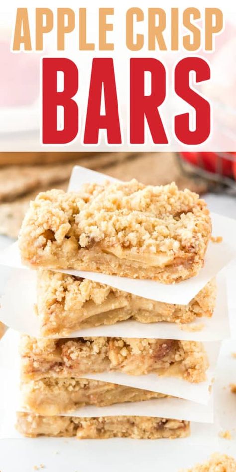 Apple Bars Recipes Easy, Short Bread Crust, Apple Crisp Bars, Apple Crisp Bars Recipe, Homemade Apple Crisp, Crisp Topping, Fall Apple Recipes, Apple Bars, Apple Recipes Easy