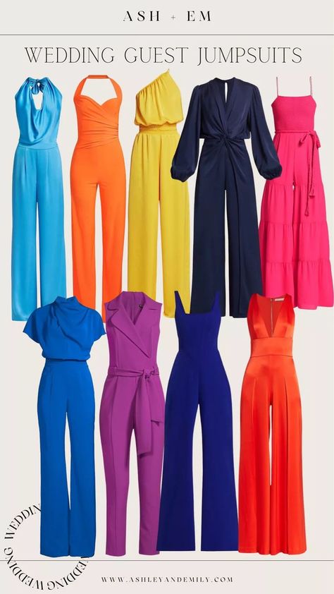 Wedding Guest Jumpsuits, Wedding Guest Jumpsuit, Jumpsuit Wedding Guest, Wedding Guest Outfit Ideas, High Neck Jumpsuit, Jumpsuit For Wedding Guest, Bridesmaid Colors, Dress Jumpsuit, Colorful Jumpsuit