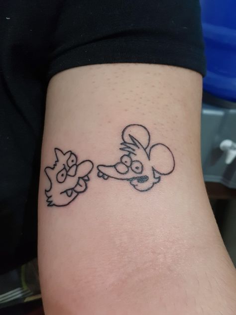 #tattoo #cartoon #thesimpsons #itchyandscratchy Itchy And Scratchy Tattoo, Scratchy Tattoo, Itchy And Scratchy, Tattoo Cartoon, Cartoon Cat, Print Tattoos, Infinity Tattoo, Paw Print Tattoo, Paw Print