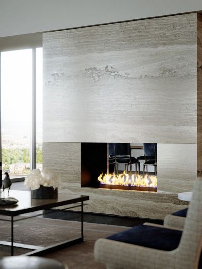 Granite Floor to Ceiling Fireplace – Atlantis Granite Double Sided Fireplace, Riverside Park, Contemporary Fireplace, Nyc Skyline, Indoor Fireplace, Modern Fireplace, Elegant Living Room, Hudson River, Elegant Living