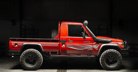 Built custom by a Land Cruiser shop in Colorado, Resurrection Land Cruisers 79 series body on an extended FZJ80 frame, Cummins R2.8 engine. Land Cruiser Pick Up, New Toyota Land Cruiser, Toyota Pickup 4x4, Land Cruiser 70 Series, Cummins Diesel Engines, Pick Up Truck, Toyota 4x4, Toyota 4, Toyota Trucks