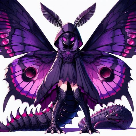 Human Butterfly Art, Moth Demon, Monster Butterfly, Butterfly Demon, Moth Dragon, Butterfly Oc, Human Butterfly, Moth Art, Anime Monsters