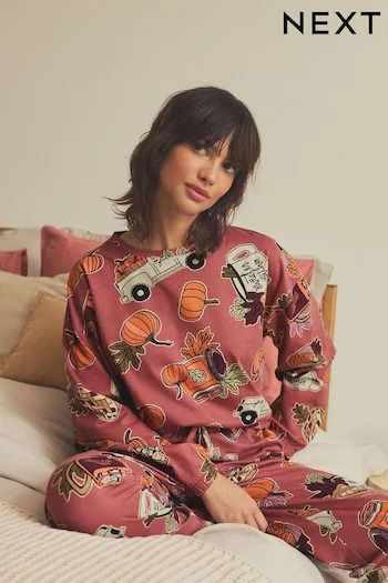 Women's Nightwear & Sleepwear | Next UK Red Pumpkin, Red Pumpkins, Pink Teddy, Women Nightwear, Pink Suede, Mink Pink, Cotton Pyjamas, Long Sleeve Pyjamas, Sleepwear Women