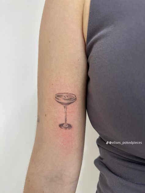 Martini Tattoo, Stick Poke Tattoo, Father Tattoos, Food Tattoos, Mark Tattoo, Mouthwatering Food, Petite Tattoos, Vine Tattoos, Hand Tattoos For Women