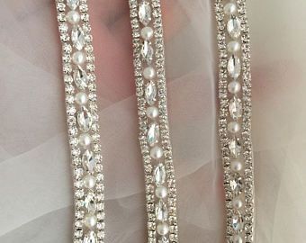 Rhinestone straps | Etsy Bridesmaid Belt, Crystal Wedding Dress, Diy Wedding Dress, Wedding Belt, Wedding Dress Belt, Wedding Sash Belt, Fancy Beads, Rhinestone Belt, Pearl And Lace