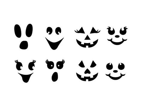 Easy Jack O Lantern Faces To Draw, Ghost Faces To Paint, Jackolanterns Faces, Ghost Faces Drawing, Girl Jack O Lantern Face, Jack O Lantern Faces Cute, Simple Jack O Lantern Faces, Ghost Faces Ideas, Pumpkin Faces Ideas Cute