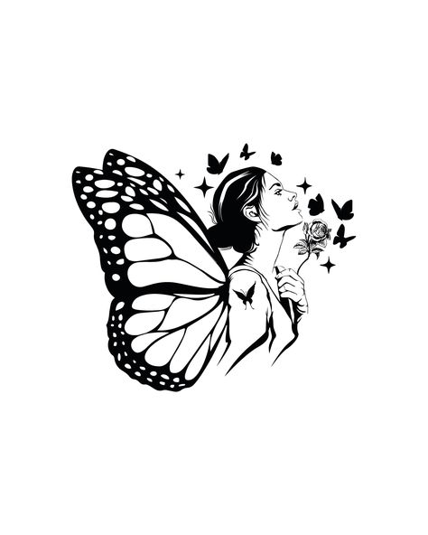 Fairy Svg, Butterfly Stencil, Angel Tattoo Designs, Abstract Face Art, Tattoo Style Drawings, Silhouette Stencil, Butterfly Drawing, Butterfly Fairy, Time Tattoos