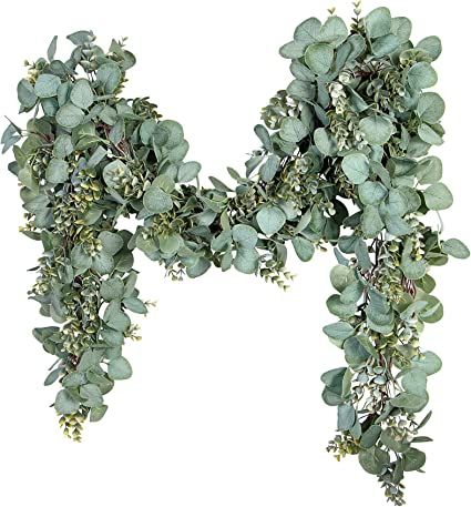 Amazon.com: Eucalyptus Garland 6.56 Ft Lush Silver Dollar Eucalyptus Leaves Boxwood Artificial Faux Greenery Garland Vines for Baby Shower Wedding Party Table Runner Room Home Mantle Decor : Home & Kitchen Wedding Mantle, Artificial Eucalyptus Garland, Dollar Eucalyptus, Feuille Eucalyptus, Greenery Decor, Grass Decor, Silver Dollar Eucalyptus, Christmas Table Centerpieces, Green Garland