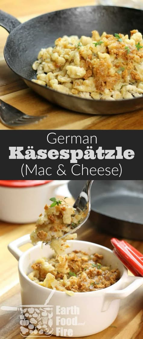 German käsespätzle also known as cheese spaetzle, is an easy to make noodle dish loaded with Emmental Cheese. Basically a fancy Mac & Cheese this traditional German dish is ideal for lunch or a quick supper! #spaetzle #cheese #macandcheese #noodles Cheese Spaetzle, Quick Supper, Ultimate Mac And Cheese, Easy German Recipes, Spaetzle Recipe, Traditional German Food, German Food Authentic, Emmental Cheese, Oktoberfest Food