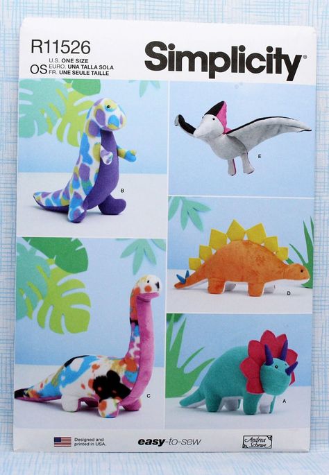 Dinosaur Sewing Pattern, Dinosaur Sewing, Back Plates, Sewing Pattern Shop, Soft Toy Patterns, Dinosaur Plush, Dinosaur Pattern, Simplicity Sewing, Dinosaur Toys