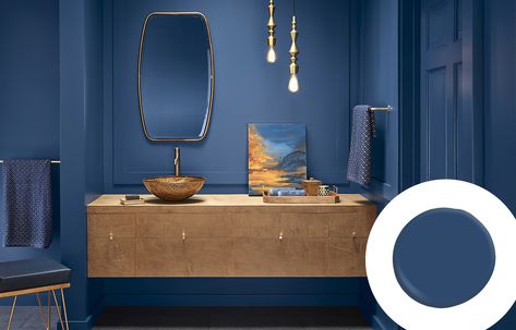 Get the blues (in a good way) with Valspar Indigo Cloth 4009-7 Tuxedo Blue, Navy Paint Colors, Best Blue Paint Colors, Valspar Paint Colors, Valspar Colors, Brown Paint Colors, Office Paint Colors, Indigo Cloth, Valspar Paint