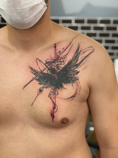 Chest Cover Up Tattoos Men, Cover Up Tattoos Men, Chest Tattoo Cover Up, Brush Tattoo, Tattoos Men, Tattoo Cover, Tattoo Cover-up, Cover Up Tattoo, Up Tattoos