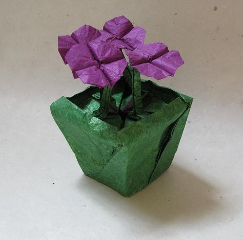 Flower pot (another one) by mr.origami Origami Plants, Creative Origami, A Birthday Present, Origami Flowers, Origami Crafts, Birthday Present, Another One, Flower Pot, Birthday Presents