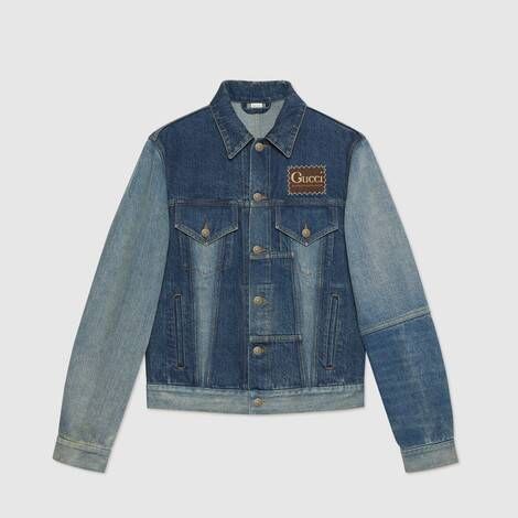 Gucci Label, Gucci Jackets, Denim For Men, Gucci Jacket, Tops For Men, Jackets For Men, Striped Jacket, Denim Patchwork, Mens Outerwear