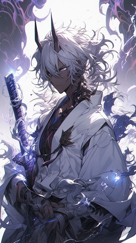 Anime Demon Guy, Demon Anime Boy, Anime Samurai, Smartphone Design, Anime Knight, Art Mobile, Dark Fantasy Artwork, The Best Anime, Anime Demon Boy