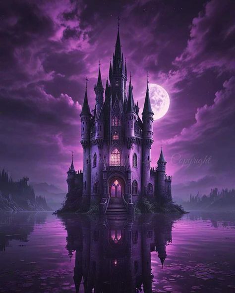 Purple Gothic Aesthetic, Violet Magic, Dark Fairy Aesthetic, Harry Potter Castle, Story Settings, Cosmic Universe, Halloween Houses, Reaper Art, Fantasy Scenery