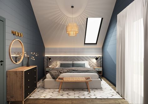 Bedroom With Ceiling Window, Sloping Ceilings Bedroom, Bedroom Sloping Ceiling, Angled Ceiling Bedroom Master Suite, Pitched Bedroom Ceiling, Bedroom With Dormer Window, Dormer Bedroom Ideas Master Suite, Bedroom With Dormers Sloped Ceiling, Angled Ceiling Bedroom Ideas