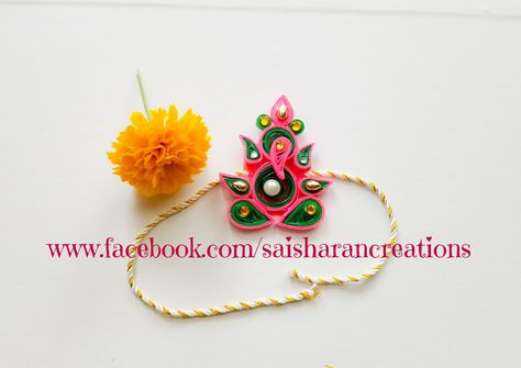 Quilling rakhi/ganesh Quilling Rakhi, Easy Quilling, Quilling Jewellery, Handmade Rakhi Designs, Rakhi Making, Paper Quilling Jewelry, Quilling Work, Handmade Rakhi, Rakhi Design