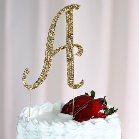 4" Gold Rhinestone Letter Cake Toppers Rhinestone Cake Topper, Letter Cake Toppers, Special Event Cakes, Letter Cake, Cake Dessert Table, Cake Topper Initials, Number Cake Toppers, Dessert Table Decor, Rhinestone Letters