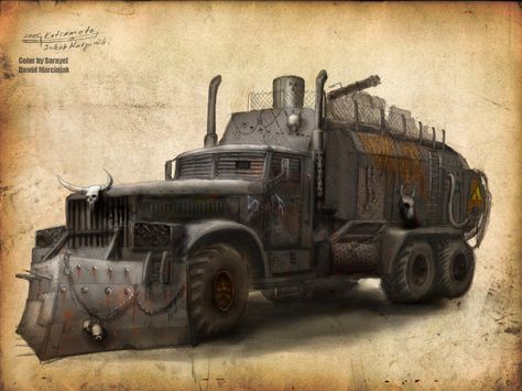 Post-Apocalyptical Transport Truck Zombie Survival Vehicle, Zombie Vehicle, Apocalypse World, Post Apocalyptic Art, Apocalypse Survival, Zombie Survival, Post Apocalypse, Mad Max, Vehicle Design