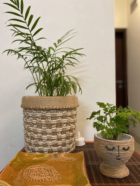 Visit Art Around House on YouTube for more DIY & Recycled Home Decor videos Jute Planters Diy, Home Decor Videos, Trending Diy, Planters Diy, Recycled Home Decor, Decor Videos, Best Out Of Waste, Diy Planters, Decorative Wicker Basket