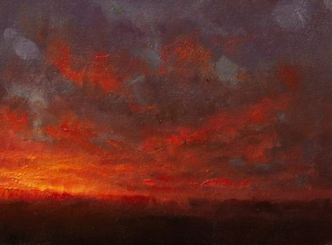 Pochade Box, Michael Roberts, Sunrise Painting, Watercolor Sky, Red Painting, Sky Painting, Turning Point, Red Sky, Plein Air Paintings