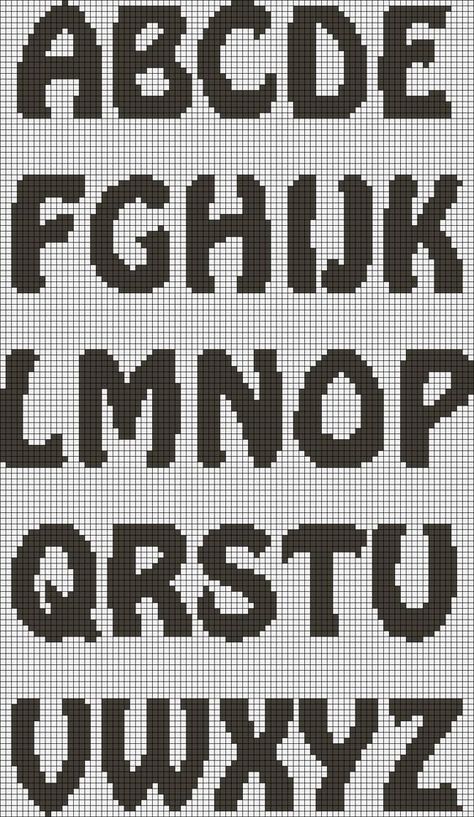 Alphabet Knitting Letter Chart Crochet Graph Letters Alphabet Charts Free Pattern, Letters Alpha Pattern, Alpha Pattern Alphabet, Cross Stitch Alphabet Patterns Free, Alfabet Font, Crochet Alphabet, Crochet Letters, Free Cross Stitch Charts, Cross Stitch Alphabet Patterns