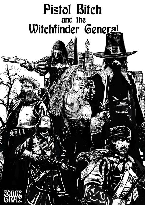 ArtStation - Pitol Bitch and the Witchfinder General Witchfinder General, Zombie Cat, Zombie Girl, Cat Stories, Band Posters, Dark Fantasy, Heavy Metal, Darth Vader, Art Design