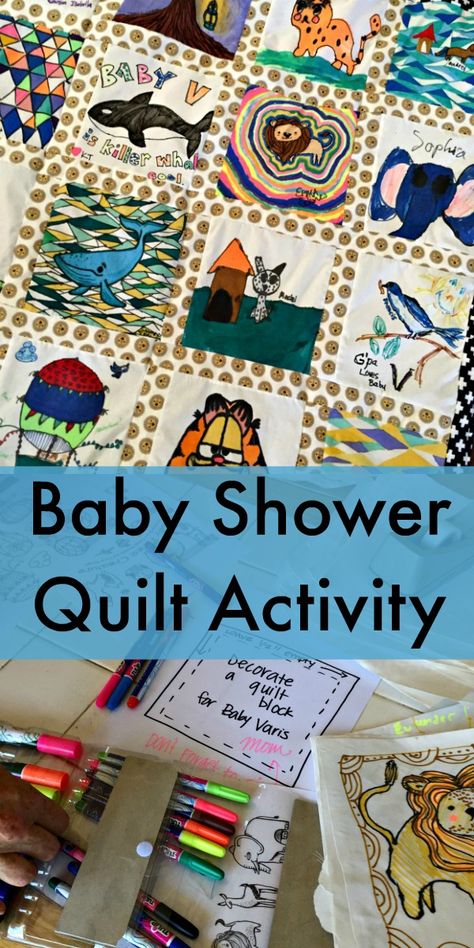 Creative Baby Shower Quilt Activity -- this is so fun and creative! Keepsake Quilt, Baby Shower Activity, Creative Baby Shower, Baby Shower Crafts, Coed Baby Shower, Trendy Baby Shower Ideas, Special Friends, Baby Shower Presents, Boy Baby Shower Themes