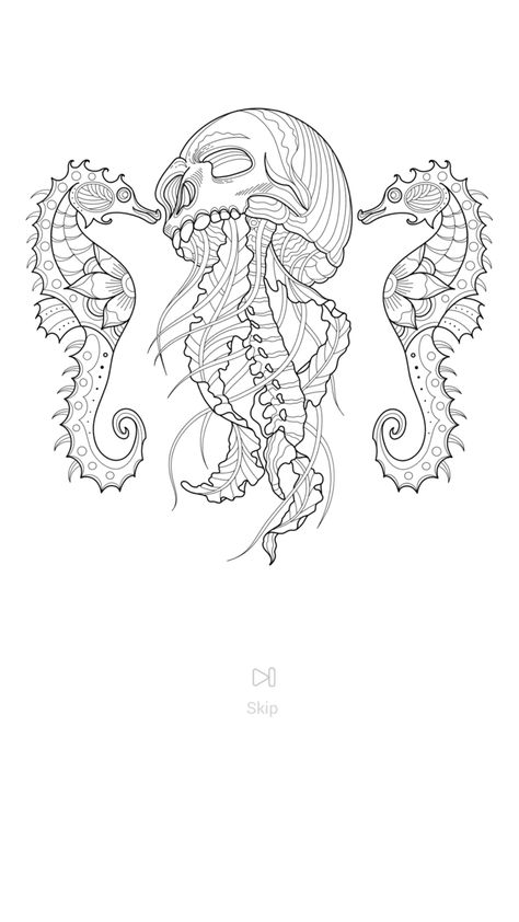 Seahorse Tattoo Stencil, Horse Tattoo Design, Seahorse Tattoo, Doodle Bug, Tattoo Design Book, Badass Tattoos, Tattoo Stencil, Tattoo Outline, Design Book