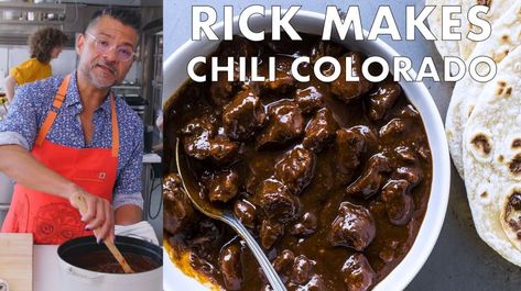 Rick Makes Chili Colorado (Stewed Pork in Chili Sauce) | From the Test Kitchen | Bon Appétit on video.bonappetit.com Chili Colorado Recipe, Rick Martinez, Chili Colorado, Stewed Pork, Colorado Food, Torta Recipe, Red Chili Sauce, Traditional Mexican Dishes, Hearty Dinner Recipes