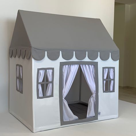 Playhouse Tent, Playhouse Kids, White Cotton Curtains, Canvas Teepee, Cardboard Cat House, Cardboard Cat, Kids Canopy, House Tent, Crib Canopy