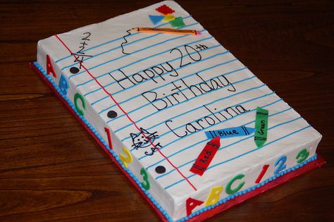 Teacher Birthday Cake, Teachers Day Cake, Cake Paris, Teacher Cakes, Theme Birthday Cake, Fiesta Cake, Happy 20th Birthday, Make A Book, School Cake