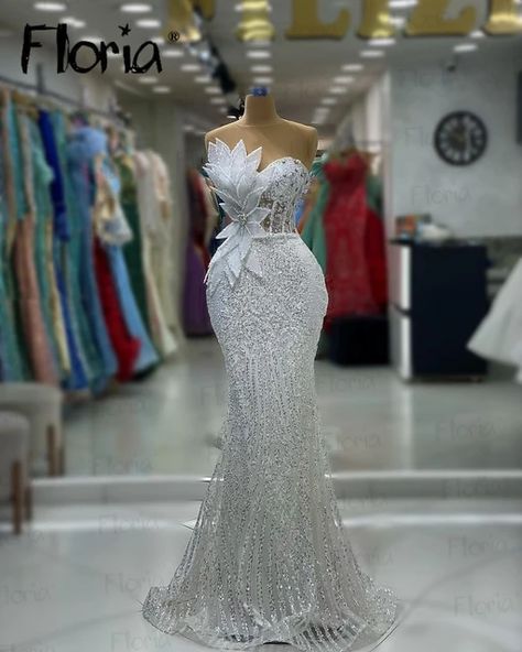 White New Fashion Evening Dress Arabic Mermaid Beaded Bride Pageant Party Gown for Wedding Vestidos De Novias Sencllos Yelegante - AliExpress Dress Arabic, Gown For Wedding, Fashion Show Ideas, Dress Train, Party Models, Wedding Dress Train, Evening Dress Fashion, Party Gown, Crystal Decor