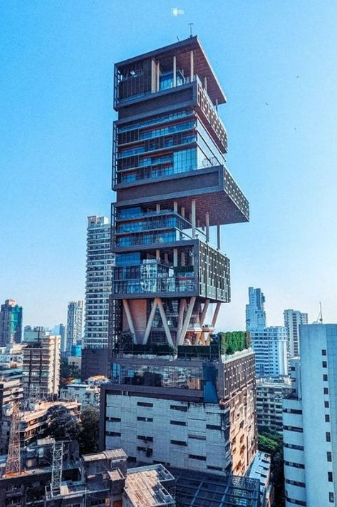 Mukesh Ambani House, Ambani House, Unknown Person, Mukesh Ambani, Modern House Floor Plans, Handmade Fabric Bags, Modern Exterior House Designs, Amitabh Bachchan, House Floor