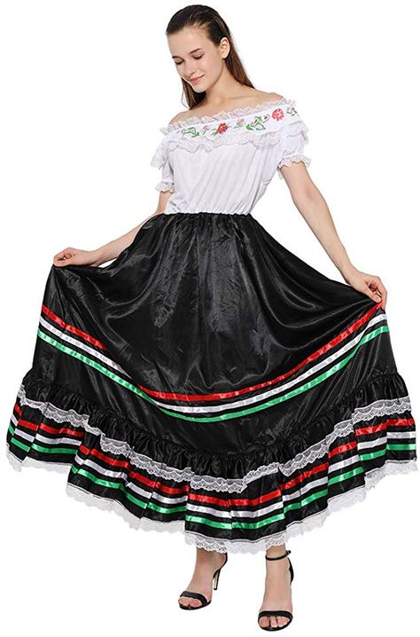 Amazon.com: FantastCostumes Women Traditional Mexican Dress Lace Flower Senorita Costume Festival Party Spanish Dress: Clothing Mexican Outfits For Women, Mexican Style Dresses, Traditional Mexican Dress, Dresses Amazon, Spanish Dress, Fiesta Dress, Womens Cosplay, Outfits For Mexico, Mexican Fashion