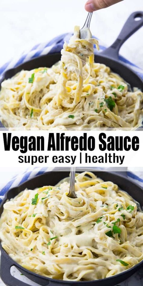 This vegan Alfredo sauce is the perfect comfort food! It's so incredibly creamy and rich without being packed with butter and cream! It makes such a great vegan dinner! Vegan comfort food at its best! More vegan pasta recipes at veganheaven.org! #vegan #veganpastarecipes #Alfredo Cauliflower Pasta Recipes, Alfredo Fettuccine, Vegan Alfredo Sauce, Vegan Alfredo, Pasta Alfredo, Favorite Pasta Recipes, Vegan Recipes Beginner, Vegan Pasta Recipes, Salad Pasta